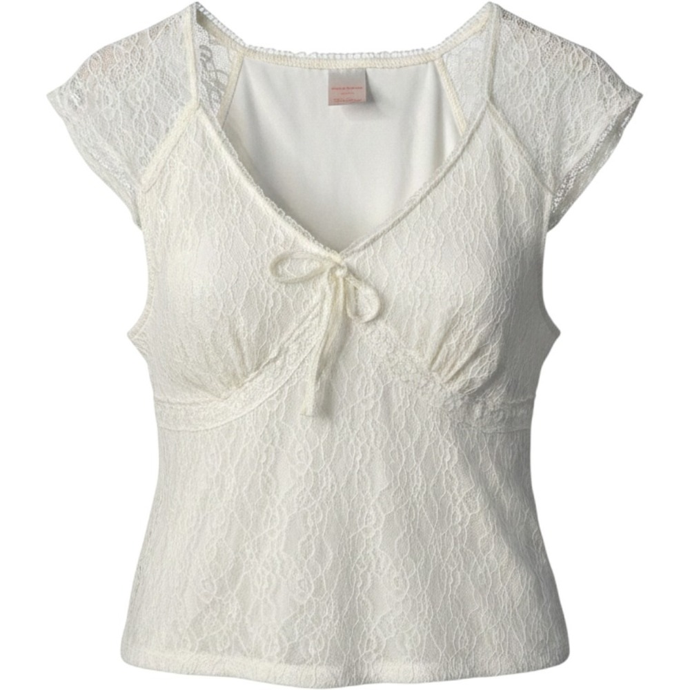 No Boundaries Lace Cap Sleeve Top Womens XXXL Ivory Romantic Fairy Y2k Coquette